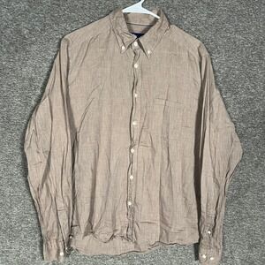 ETON Contemporary Mens L Brown 100% Cotton Long Sleeve Button Down‎ Shirt